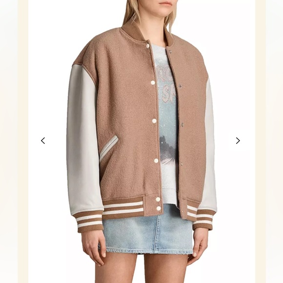 AllSaints Base Bomber Jacket in Smoke Orange/Oyster *BNWT Box Included* - Picture 12 of 14